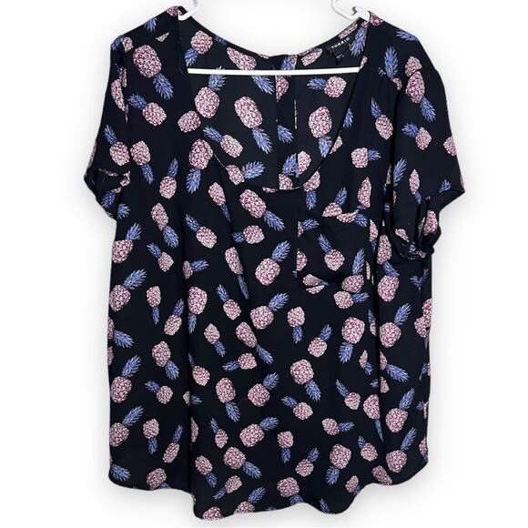 torrid Tops - Torrid Pineapple Print Georgette Semi-Sheer Blouse